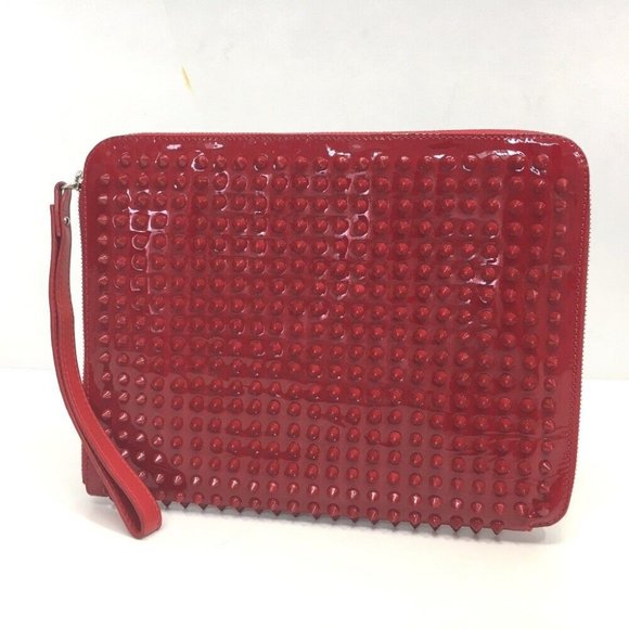 Christian Louboutin Handbags - CHRISTIAN LOUBOUTIN Spike Studs Clutch Bag iPad Case Red